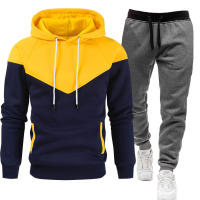 Sudadera deportiva de dos colores para hombre, traje ajustado con costuras de color contrastante, moda de ocio, 2024 - details 7