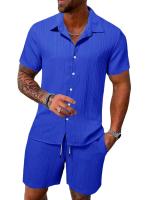 Traje informal a rayas para hombre, conjunto de dos piezas de alta calidad, talla estadounidense, Color sólido, moda de verano - details 6