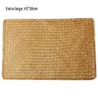 Tapete de lugar de algas marinas naturales, manteles individuales rectangulares de ratán tejidos a mano, tapete para taza de té de paja, agarradera, accesorios de vajilla de cocina - details 1