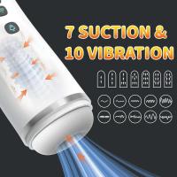 NUEVA taza potente blanca con 10 modos de vibración, masturbador masculino con calefacción de recarga y juguete sexual para adultos con sonido - details 4