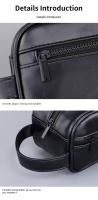 Bolsa de lavado de cuero portátil con múltiples bolsillos para hombre, bolsa con cierre, bolsa de almacenamiento de cosméticos de mano, bolsa de maquillaje impermeable de gran capacidad para hombre - details 2