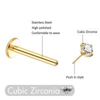 5 aretes, tachuelas, pasadores Labret Push in, joyería perforada con parte posterior plana sin rosca, para oreja, nariz y labio, con CZ de 1,5/2/2,5/3/4 mm - details 3