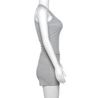 BUNO-chándales informales para Mujer, conjunto de 2 piezas, chalecos cortos elásticos con cuello en U y pantalones cortos acanalados, ropa deportiva concisa para gimnasio - details 37