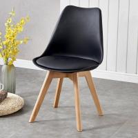 Sillas de ComedorBasic - Pack de 4 Sillas Nórdicas en Blanco, Negro y Gris con Asiento Tapizado y Patas de Madera de Haya Maciza (Negro) - details 1