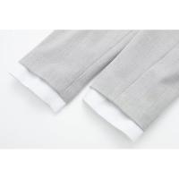 OUWU- Conjunto De 2 Piezas A La Moda Para Mujer, Camisas Grises Con Cuello De Solapa Y Pantalones Cortos Con Cremallera Lateral Vintage, Conjunto De Pantalones Cortos Elegantes Para Mujer - details 10