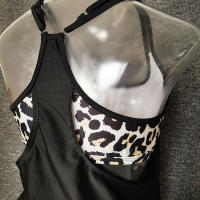 Conjunto de Baño de Estampado de Leopardo de Ajuste Delgado Cubierta Trasera con Pleces - details 31
