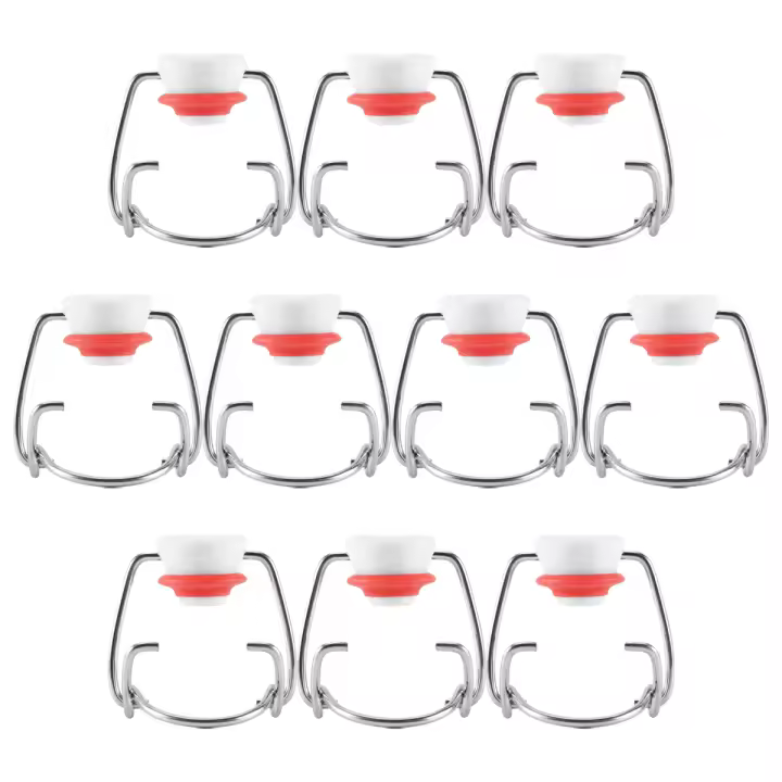 Tapas de vidrio abatibles para botellas de cerveza, tapa abatible para estilo Grolsch, para refrescos y cerveza casera, 10 piezas - 1