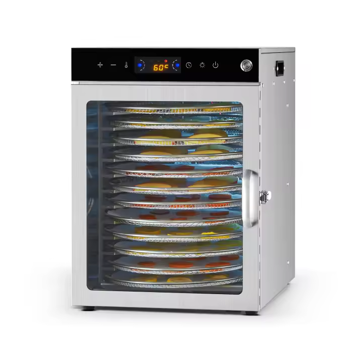 SucceBuy Máquina deshidratadora de alimentos rotativa, 12 bandejas de acero inoxidable, secador de alimentos eléctrico de 800 W con temperatura ajustable - 1
