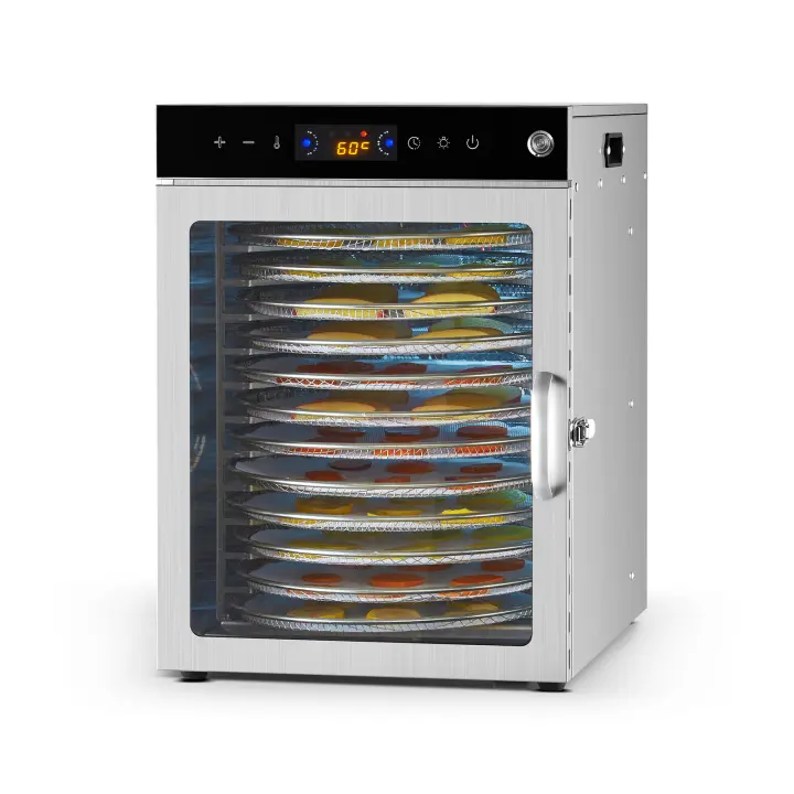SucceBuy Máquina deshidratadora de alimentos rotativa, 12 bandejas de acero inoxidable, secador de alimentos eléctrico de 800 W con temperatura ajustable - 1