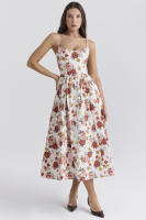 Vestido suspendido con espalda abierta para mujer, falda de longitud media con flores fragmentadas, estilo dulce y picante, verano 2025 - details 0