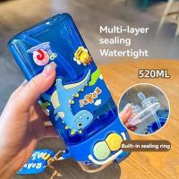 Bonita botella de agua de 520ml con pajita para niños, niñas escolares, sin BPA, taza deportiva para exteriores - details 6