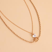 Collar con colgante de circonita y corazón de melocotón de doble capa para mujer, joyería con temperamento, cadena de giro Simple - details 9