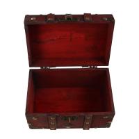 Caja del Tesoro de madera Vintage con cerradura de Color bronce, Cofre del Tesoro de diseño antiguo, contenedores de maletero de estilo Retro europeo para niños - details 3