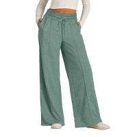 Pantalones anchos de mujer estilo casual cintura alta algodón y poliéster tela batik elástica de alta elasticidad - details 6