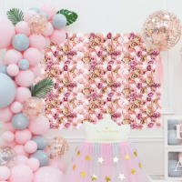 Panel de flores artificiales 3D para pared, telón de fondo de seda, Hortensia, rosa, 6 piezas - details 0