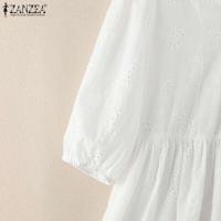 ZANZEA-vestido de mujer de encaje de retales, Vestidos informales de verano y primavera, Vestidos con cuello en A, ropa de calle por encima de la rodilla, vestido veraniego - details 12