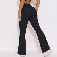 Mallas de Yoga a prueba de sentadillas para mujer, pantalones de Yoga de cintura alta, levantamiento de glúteos, pantalones de tiburón Micro acampanados, pantalones de Yoga ajustados de cintura alta - details 13