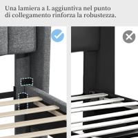 Cama Doble Tapizada 140 x 200cm Estructura de Madera y Metal Moderno Ideal para Adultos 2 Personas - details 16