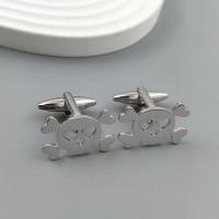 Gemelos huecos de acero inoxidable chapados en oro de 18 quilates con interesantes calaveras de estilo punk, botones plateados en camisas francesas, TRE - details 1