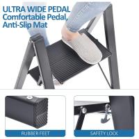 Peldaños de Aluminio, Escalera Pequena Plegable Segura de Hogar con Mecanismo Antiplegado, Taburete Escalera Portatil para Cocina Domestica, Peso Máximo 150kg, Negro - details 8