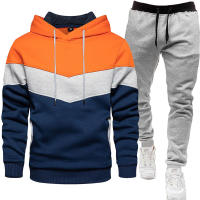 Sudadera de tres colores para hombre, traje deportivo informal de moda, Top con capucha de empalme, pantalones, traje de dos piezas, primavera y otoño - details 15