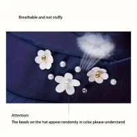 Gorra de Sol de Verano para Mujer Sombrero de Playa con Borla Ancha Gorra de Béisbol con Visera de Flor Protección Solar Casual de Viaje - details 9