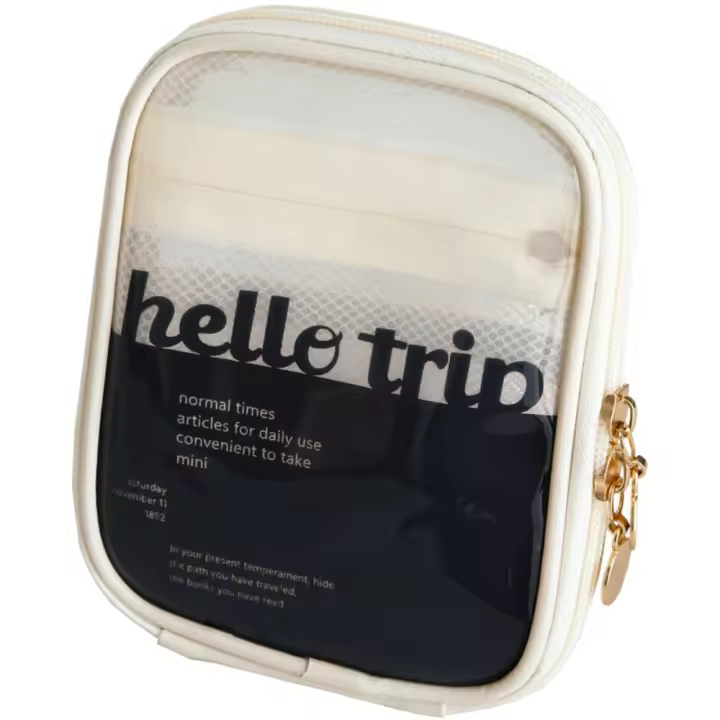 Mini bolsa de maquillaje creativa Preppy, bolso de mano transparente para almacenamiento de artículos de tocador, monedero impermeable a la moda para mujer - 1