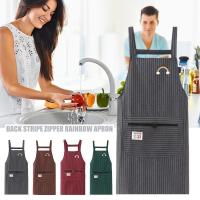 Delantal de cocina resistente al aceite a rayas, algodón transpirable - details 5