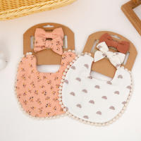 Juego de Baberos de Flor para Bebé 3Pcs Diademas con Lazos Pañuelo de Alimentación de Doble Lado - details 2