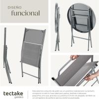 Conjunto Muebles Jardín Exterior 3 Piezas con Estructura de Acero, Mesa y Sillas Terraza Resistentes a Intemperie, Topes en Patas, Tela de Secado Rápido, Asas para Fácil Transporte - Negro - details 14