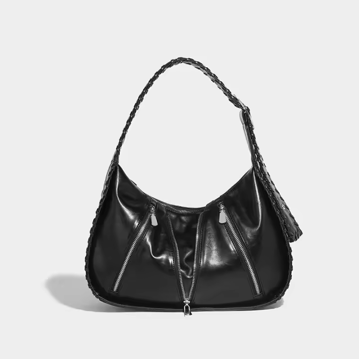 Bolso de axila tejido pulido retro de textura premium para mujer, nuevo bolso de mensajero de un solo hombro con correa de hombro ancha de gran capacidad. - 1
