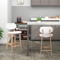 Silla de diseño de madera blanca con cuero artificial - details 1