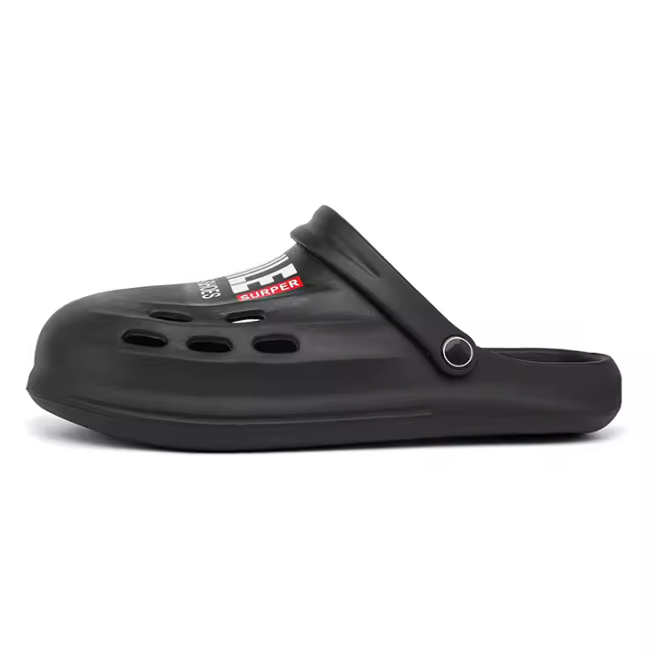 Zuecos de jardín para hombre, sandalias negras para exteriores, zapatillas de playa - 1