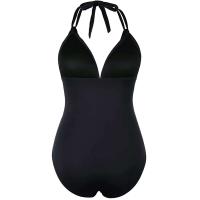 Bikini de mujer de una pieza con pecho acolchado, sin sujetador de baño de acero TRE de color liso - details 12