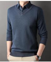 Suéter a cuadros para hombre, jersey de lana, ajustado, elegante, de lujo, falso, de punto, de dos piezas - details 18