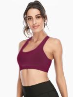 Tops cortos de manga corta para mujer, camisa deportiva de Yoga fucsia cruzada - details 2