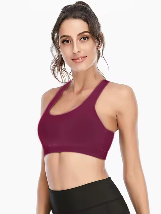 Tops cortos de manga corta para mujer, camisa deportiva de Yoga fucsia cruzada - 1
