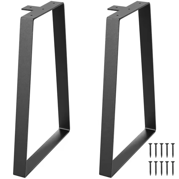 SucceBuy Patas de mesa trapezoidales de acero de 406,4 mm, juego de 2 para mesas de centro, escritorios modernos, bancos, mesitas de noche, carga máxima resistente de 181,4 kg, instalación rápida, negro - 1