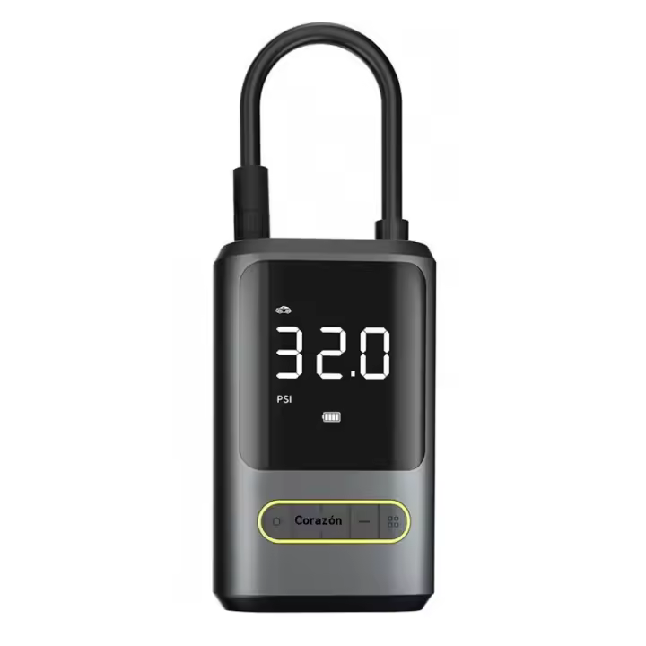 Inflador de neumáticos compresor de aire portátil - bomba de aire del coche, 150 PSI bomba de aire eléctrica recargable para coches, motos, bicicletas, bicicletas de bola, con manómetro digital, luz LED, fuente de alimentación móvil - 1