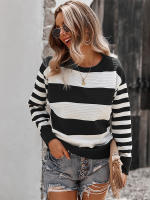 Suéter empalmado a rayas para mujer, Jersey de punto a la moda, novedad de otoño e invierno, 2023 - details 26