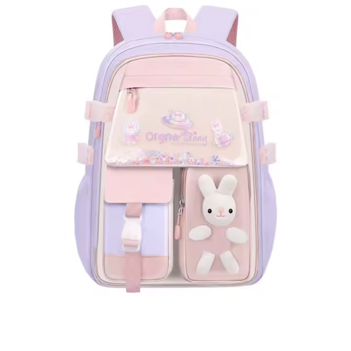 Mochila bonita de conejo con apertura lateral para niños, bolso de hombro Oxford con múltiples bolsillos, bolso escolar para estudiantes Harajuku para ir al trabajo - 1