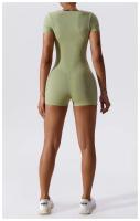 Mono de Yoga de Manga Corta para Mujer Ajustado Secado Rápido Entrenamiento de Danza Traje de Fitness Conjunto de Salto Alto Material Exterior de Nylon - details 23
