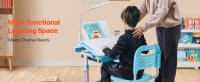 SucceBuy Juego de escritorio y silla de estudio ajustable para niños con lámpara, escritorio y silla ajustables en altura para niños, 0-40 ° Inclinación de escritorio - details 0