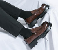 Mocasines de moda para hombre que realzan la sonrisa, zapatos de cuero formales de negocios con suela de plataforma - details 1