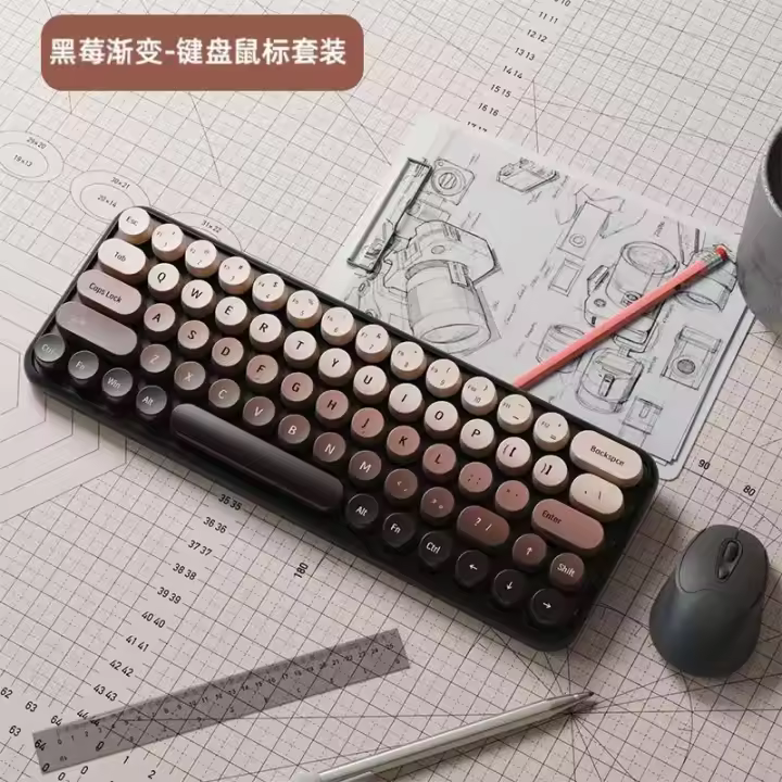 Juego de teclado y ratón inalámbrico Bluetooth de tres modos para oficina de chicas - 1