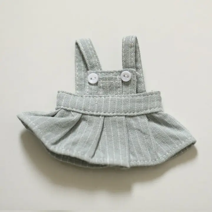 Vestido con tirantes, accesorios de ropa para muñecas, traje para muñecas, vestido vaquero, Mini ropa de oso, vestido DIY para muñecas de peluche de 12cm - 1