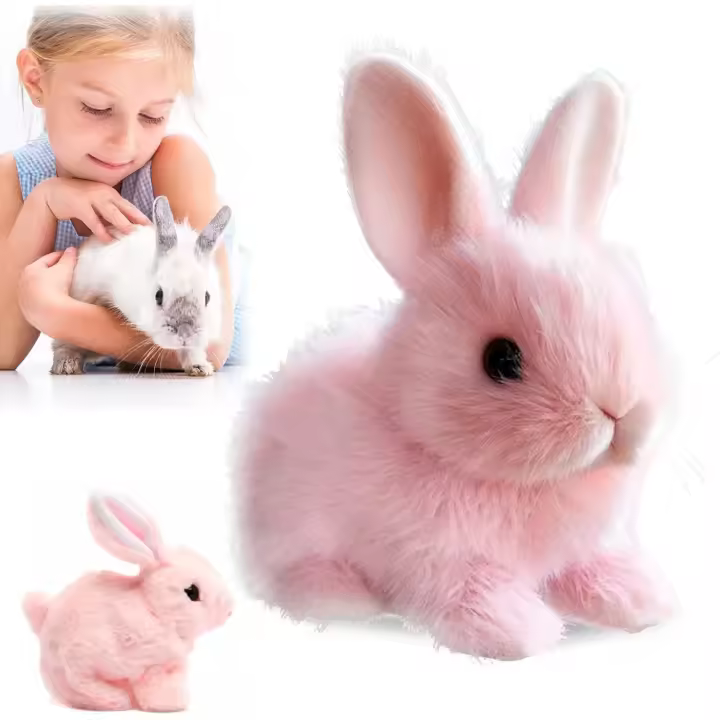 Conejo de Realismo Juguete Interactivo de Pascua Salta, Mueve sus Orejas, Aguja de Pascua - 1