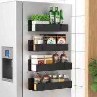 Estante lateral magnético para especias para refrigerador, cesta colgante, ahorro de espacio, organizador de cocina, soporte para el hogar - details 0