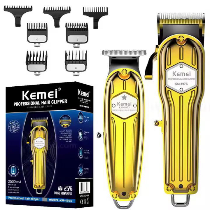 Kemei-cortadora de pelo profesional de metal para hombre, cortadora de pelo eléctrica, recargable, para Barba - 1