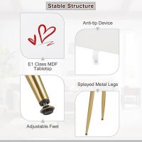 Tocador con luz ajustable con espejo, 3 cajones, con taburete de terciopelo Crema+Oro - details 3